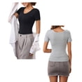 thumbnail image 2 of Anygrew Tops for Women with Built in Bra Short Sleeve Scoop Neck Camisoles Casual Classic Basic Shirts, 2 of 6