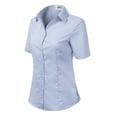 thumbnail image 2 of Doublju Women's Short Sleeve Slim Fit Button Down Dress Shirt (Plus Size Available), 2 of 5