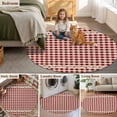 thumbnail image 6 of Farmhouse Berry Washable Round Area Rug 6 ft, Red Buffalo Plaid American Country Rustic, Soft Non Slip Rugs Stain Repellent Indoor Felt Carpet for Living Dining Room Bedroom Home Office, 6 of 9