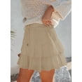 thumbnail image 2 of Pantalones cortos Aoudery Flowy para mujer, pantalones cortos con volantes, caqui, talla XS, 2 of 6