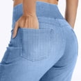 thumbnail image 5 of Flare Jeans for Women Solid Color Stretch Denim Flared Pants Elastic Waistband Multi Pocket Styling Casual High Rise Slimming Straight Denim Pants, 5 of 7