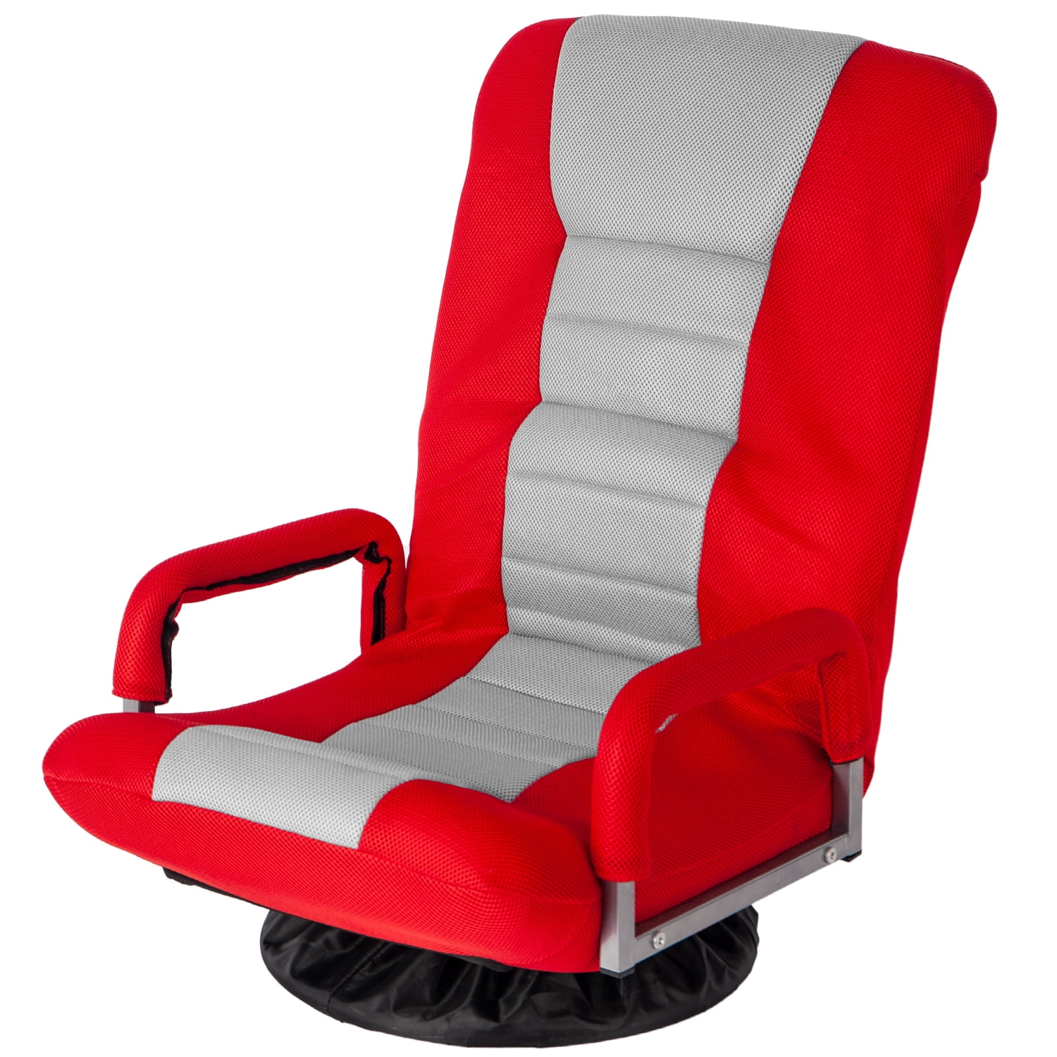 Swivel Video Rocker Gaming Chair Adjustable 7-Position Floor Chair Folding Sofa Lounger, Red 
