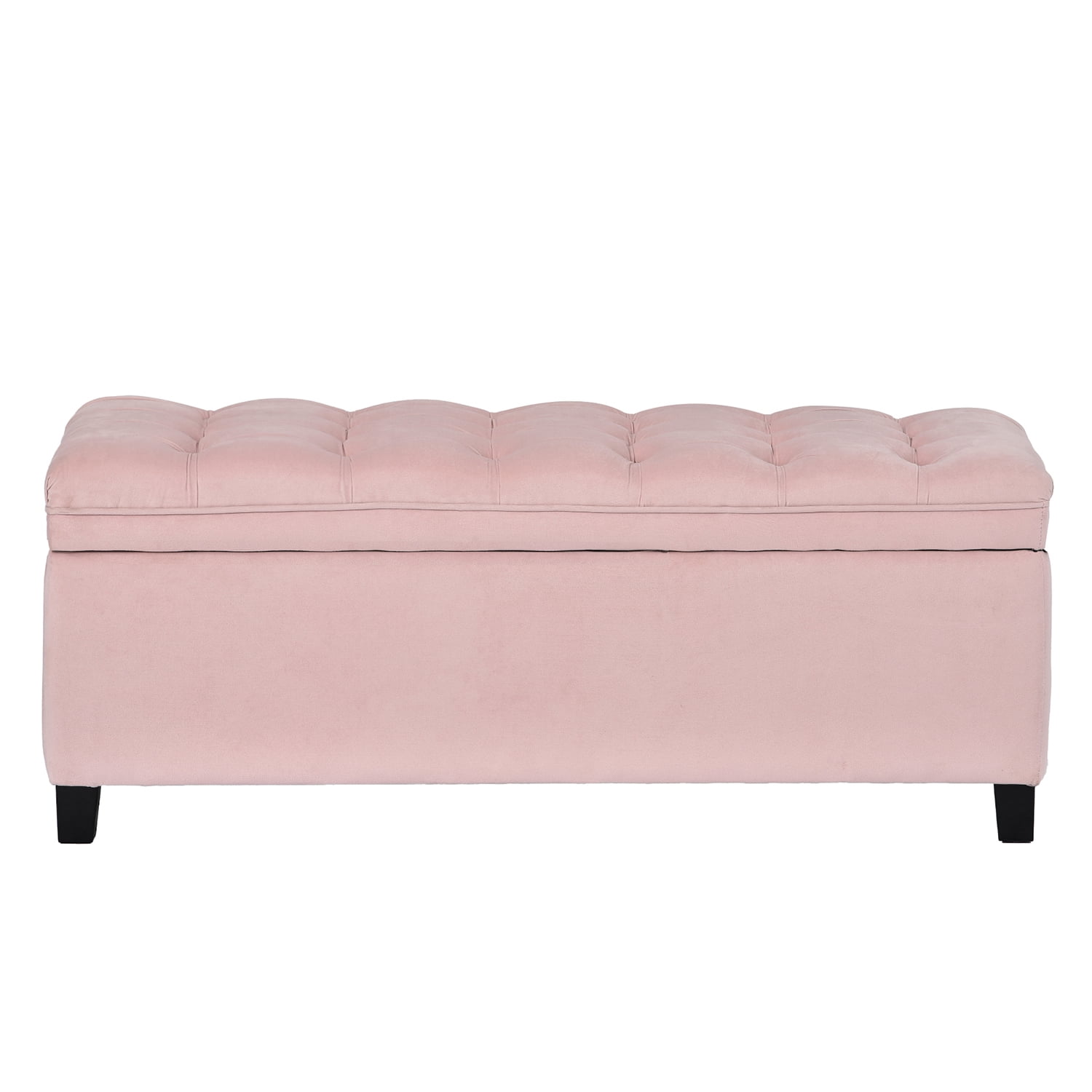 Kepooman Flip Top Storage Ottoman Bench, 48" Upholstered Storage Bench with Button Tufted Top, Folding Chest Foot Rest Stool for Entryway Living Room, Pink Kepooman Flip Top Storage Ottoman Bench, 48" Upholstered Storage Bench with Button Tufted Top, Folding Chest Foot Rest Stool for Entryway Living Room, Pink