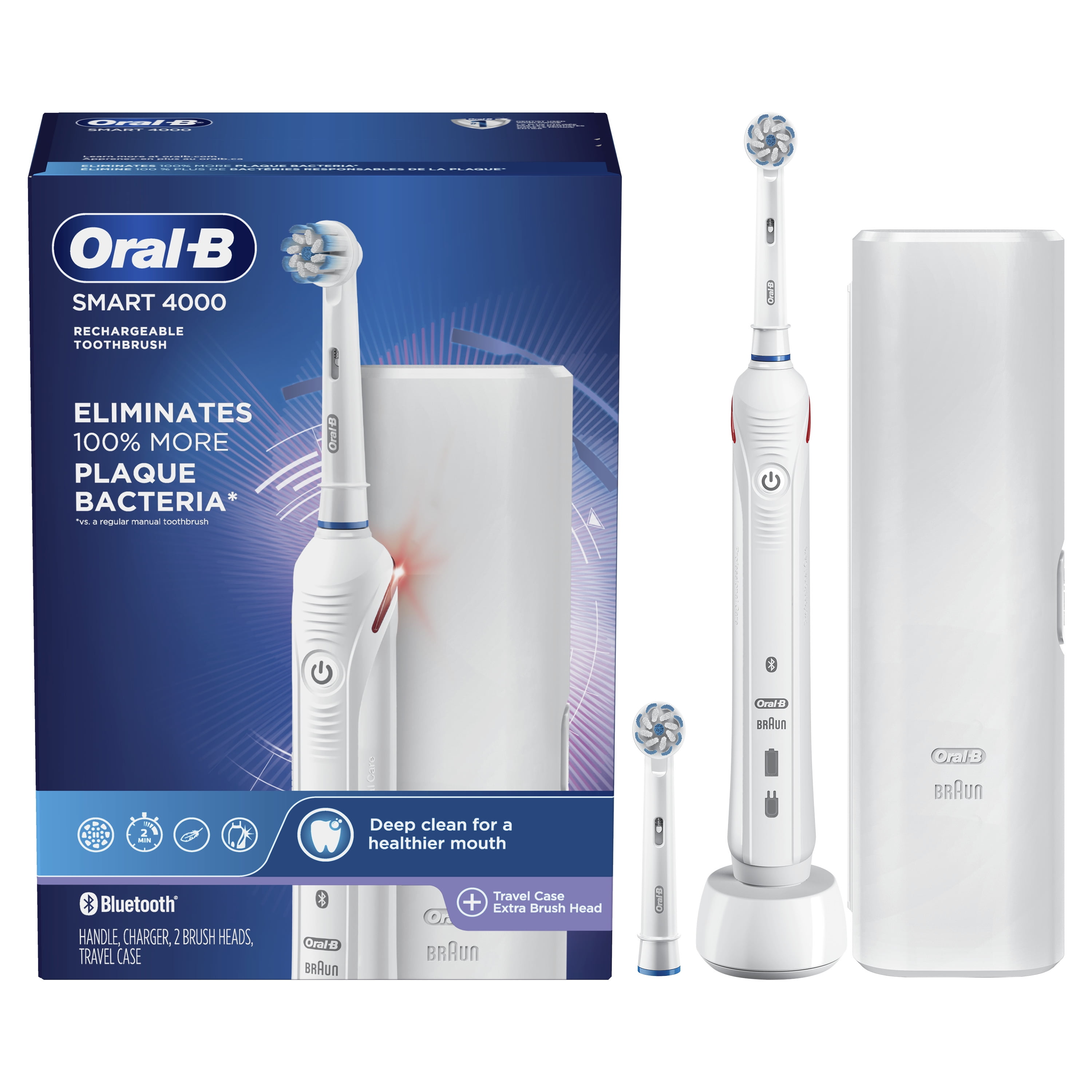 Nationale volkstelling Afdaling Billy Oral-B Smart 4000 Rechargeable Electric Toothbrush, Extra Brush Head -  Walmart.com