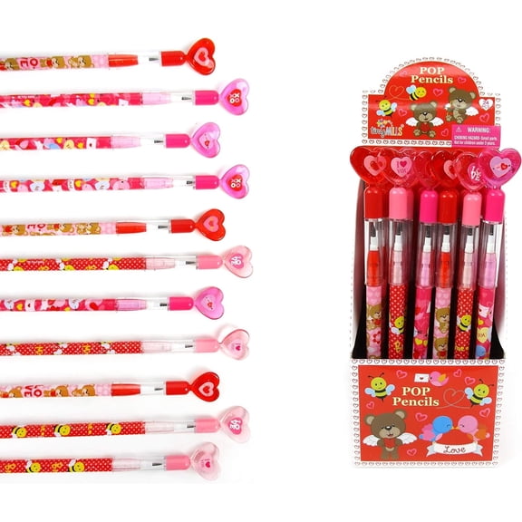 Tinymills Valentine's Day Heart Multi Point Pencils with Eraser, HB, 24 Count