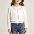 thumbnail image 6 of Toddler & Big Girls 3D Flower Knit Cardigan Crewneck Long Sleeve Casual Comfortable Sweater Coat for Kids 1-13Y White, 6 of 9