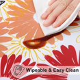thumbnail image 4 of Round Fitted Tablecloth with Elastic Edge, 100% Waterproof Oil Proof Plastic Table Cover, Vinyl Flannel Backed Tablecloth Fits 36"-44" Round Tables for Dinner, Outdoor, Picnic, Red Daisy, 4 of 4