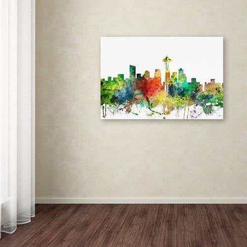 Trademark Fine Art "Seattle Washington Skyline SP" Canvas Art by Marlene Watson