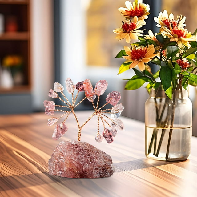 EGNMCR Décor de Chambre, Décor de Maison Pierre de Cristal Naturelle Colorée Pierre Concassée Arbre de Richesse Base en Améthyste Tressée à la Main Arbre à Argent Décoration de Maison Crystal Money Treese