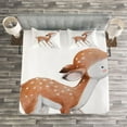 thumbnail image 3 of Ambesonne Deer Quilted Bedspread Set 3 Pcs, Young Deer and Butterfly, Queen Size, Pale Caramel Coconut, 3 of 3