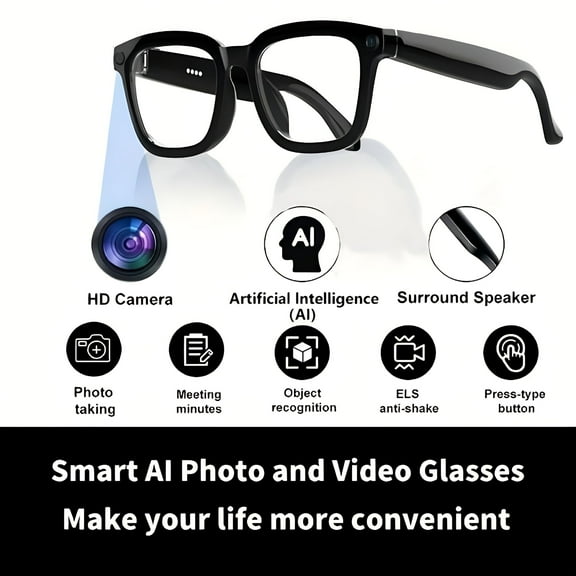 GJX High definition camera smart glasses, real-time translation, music playback and AI interaction, suitable for video recording, sports and daily use, a great gift for both men and women