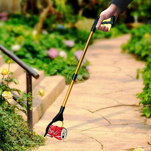 Reacher Grabber Tool, 32" Foldable Pickup Tool Grabber Reaching Aid with Magnetic, Lightweight Aluminum Trash Picker with 5.1" Wide Jaw and Rotating Gripper, Long Arm Extender for Elderly