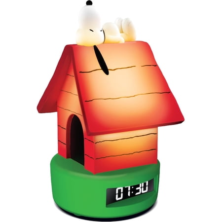 Snoopy Doghouse LED Alarm Clock – USB Powered Digital Clock with Warm White Lighting, Snooze