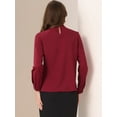 thumbnail image 3 of DARING DIVA Chiffon Blouse for Women's Long Sleeve Work Shirt L Dark Red, 3 of 6