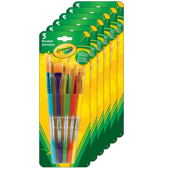 Crayola Arts & Crafts Brushes, 5 Per Set, 6 Sets