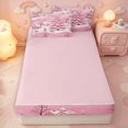thumbnail image 4 of Manfei Festive Winter Village Zipper Full Size Comforter Sets with Fitted Sheet and 2 Pillowcases,Traditional Christmas Tree Snowflake Zipper Bedding Set,Pink Reversible,4pcs, 4 of 8
