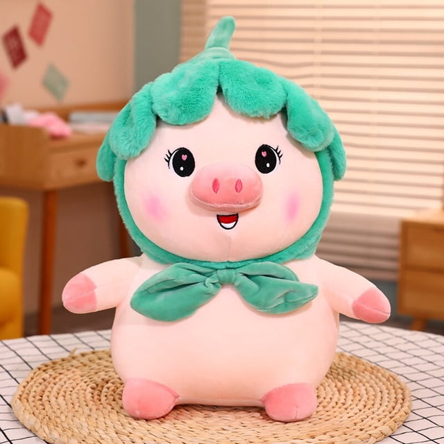 2023 Cute / Soft / Cartoon / Piglet Plush Toy / Pink Piglet with Petal Hat / Children's Birthday Giftgreen40cm Deng Xun unisex
