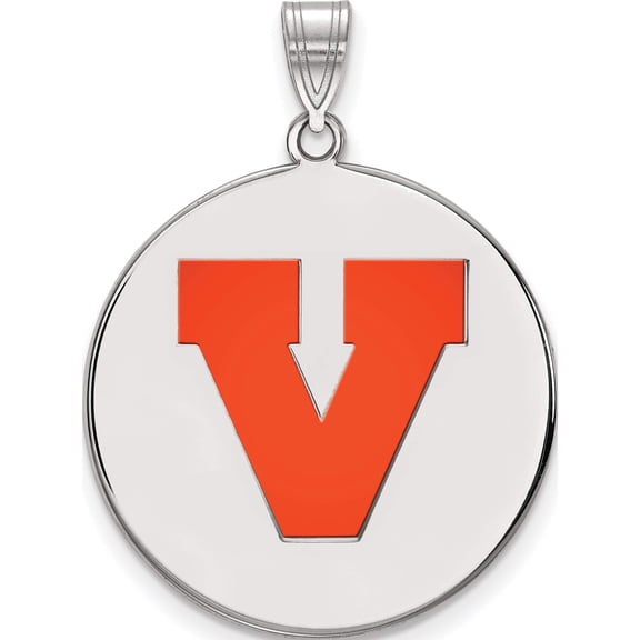 Sterling Silver S. Rh-P Logoart University Of Virginia Xl Enamel Disc Pendant (32 X 25) Made In United States ss078uva