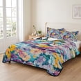 thumbnail image 1 of Twin XL Quilt Set 68''x98'', Spring Floral Lightweight Summer Bedspread Coverlet Set with 2 Pillow Shams, Modern Oil Painting Abstract Art Breathable All Season Quilt Bedding for Dorm/Guest Room, 1 of 6