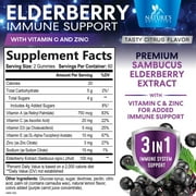 Elderberry Immune Support Gummies - 3X Strength Black Elderberry Gummy with Vitamin C, D3 and Zinc for Kids & Adults - Immune Health Support Supplement Gummy, Black Elder Berry Vitamins - 120 Gummies