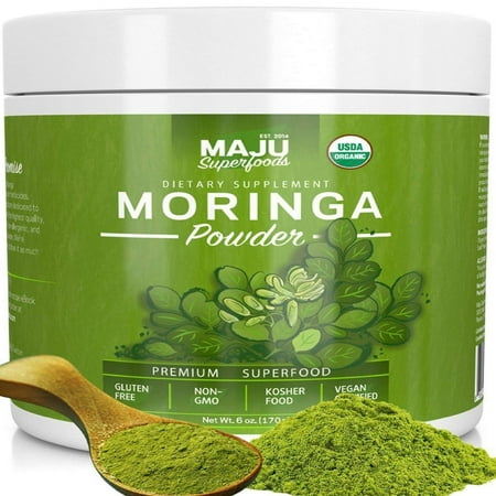 MAJU's Organic Moringa Powder: Pure, Non-GMO, Best