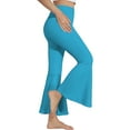 thumbnail image 4 of Women's Flared Leg Pants - High Waist Wide Leg Trousers, Dance & Casual Wear (XS-XXXXL, 14 Colors) | Yubnlvae | Ladies Solid Color High Waist Slim Fit Casual Flared Pants (Sky Blue | XS), 4 of 8