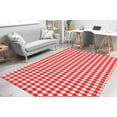 thumbnail image 2 of Red and White Checkered Rug, Trendy Rugs, Red Rugs, Modern Rug, Salon Rug, Front Door Rug, Step Rug, 3D Printed Rug, Indoor Rug, Home Decor, 2.3'x3.3' - 70x110 cm, 2 of 5