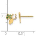 thumbnail image 4 of 14K Yellow Gold Green And Clear Cz Clover Horseshoe Hamsa Post Earrings (Width 7.9) (Length 7.7) - Jbsp, 4 of 5