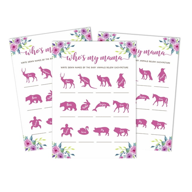 Inkdotpot My Mommy Name Activity Cards Floral Baby Shower 50 Sheets Who Is My Mommy Oh Deer Baby Shower Game
