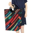 thumbnail image 4 of Yayeee Freestanding Laundry Hamper with Handle Collapsible Large Storage Basket for Clothes, Blue Abstract Lines, 4 of 7