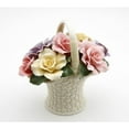 thumbnail image 3 of Ceramic Rose Flowers Basket Figurine 4.25in Wedding Anniversary Gift, 3 of 3