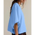 thumbnail image 3 of Czanzd Women's Oversized Cotton T Shirt Loose Fit Casual Short Sleeve Summer Top 2026 Vintage Washed Basic Tees(Blue,L), 3 of 5