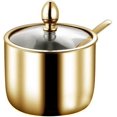 thumbnail image 1 of FrostHike Bol à Sucre en Acier Inoxydable Doré Pot à Épices Pot de Rangement avec Couvercle Cuillère, 1 of 5