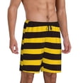 thumbnail image 2 of Naloa Bee Stripe Men's Short Pajama Pants, Lounge Comfort Shorts with Elasticized Waistband and Side Pockets - Large, 2 of 9