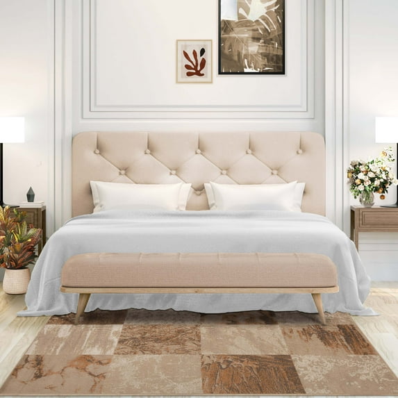 BNM Modern Patchwork Indoor Area Rug, 7'x9', Camel