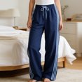 thumbnail image 2 of Lumtrix Women's Y2k Striped Side Baggy Pants Drawstring Elastic Waist Wide Leg Track Pants Streetwear Quick Dry Trousers Blue L, 2 of 6