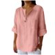 thumbnail image 1 of Vestidos Casuales Para Mujer, Blusas De Mujer De Moda Camisa de lino con cuello en V y bolsillo abotonado para mujer, informal, con escote en V de un cuarto, 1 of 6