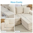 thumbnail image 5 of ijuicy Modular Floor Sofa Bed, 6-Piece Sectional Sleeper Sofa with Storage Pocket & Pillows, Chenille Foldable Boneless Couch, No Assembly, Beige, 5 of 7