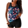 thumbnail image 2 of CALAFEBILA Modest Women Swimsuit Tankini 2 Piece Floral Print Pleated Bathing Suits, 2 of 6