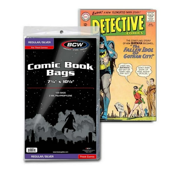 BCW Regular/Silver Comic Book Bags - 7 1/4" X 10 1/2" (100 Pack)