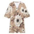 thumbnail image 4 of Vintage Floral Pattern Womens Dress With Pockets Summer V Neck 3/4 Sleeve Dress Plus Size Loose Dress, 4 of 7