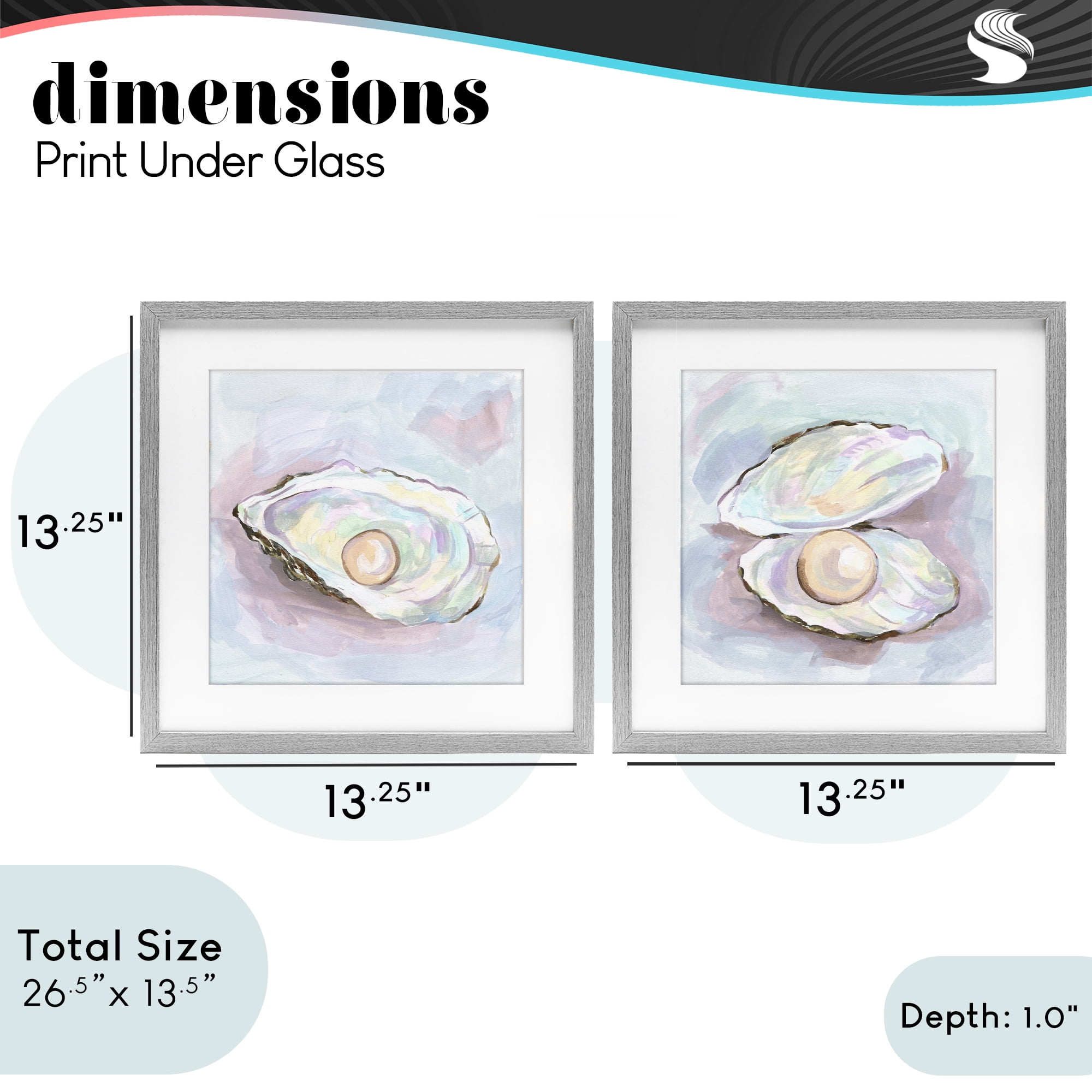 Stupell Industries Aquatic Silent Opals 2 Piece Gray Framed Print Under Glass Set, design by Melissa Wang