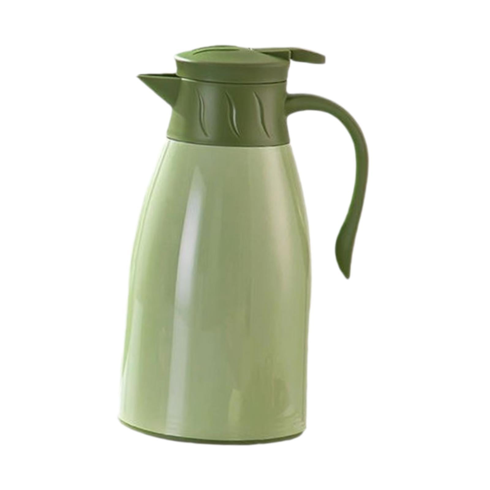Fiocias Vacuum Insulated Pitcher Water Jug Portable Fashion Portable with Lid No Leakage Green
