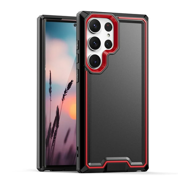 TJS for Samsung Galaxy S23 Ultra Phone Case, Dual Layer Shockproof Rugged Hybrid Drop Protector Cover for Galaxy S23 Ultra (Black)