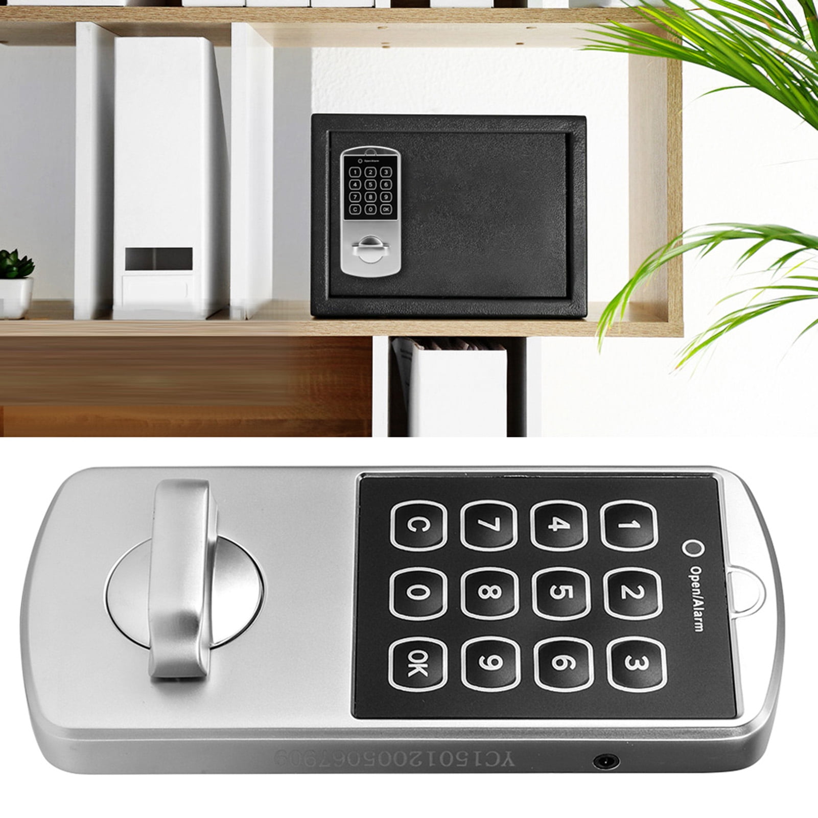 YAHHU Electronic Keyless Password Cabinet Door Lock Kit, Zinc Alloy File Code Security Lock for Home Office Use, Vertical Type with Heaven and Earth Bolt (4.9 x 2.4 in / 125 x 60 mm)