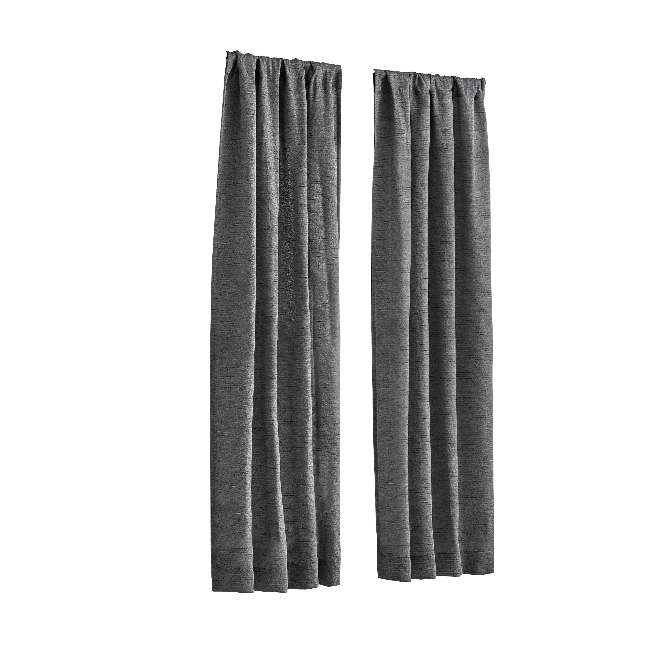 Mainstays Como Textured Light Filtering Curtain Panel Pair, Set of 2, Black, 37” W x 63” L