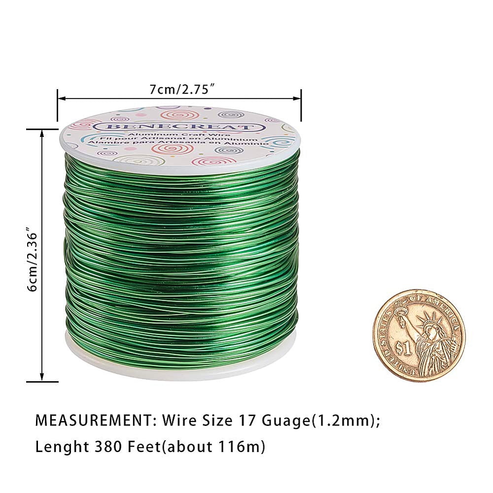 1 Box 17 Gauge (1.2mm) Aluminum Wire 380FT (116m) Anodized Jewelry Craft Making Beading Floral Colored Aluminum Craft Wire - Green