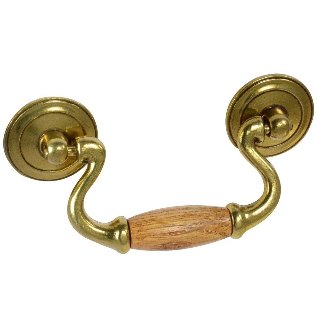#2501 Brand Bail Pull 3 in., Antique Brass with Oak Wood ...