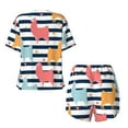 thumbnail image 2 of Sigee Colorful Llama for Sleepwear Casual Pjs with Pockets Women's Pajamas Sets Shorts 2 Piece Short Sleeve Lounge Sets, 2 of 9