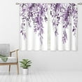 thumbnail image 3 of Eucalyptus Botanical Leaves Purple Floral Kitchen Window Curtains Over Sink Farmhouse Flower Leaf Small Window Treatment Cafe Short Curtains for Bathroom Treatment Tier Drapes 27.5x39 inch, 3 of 6